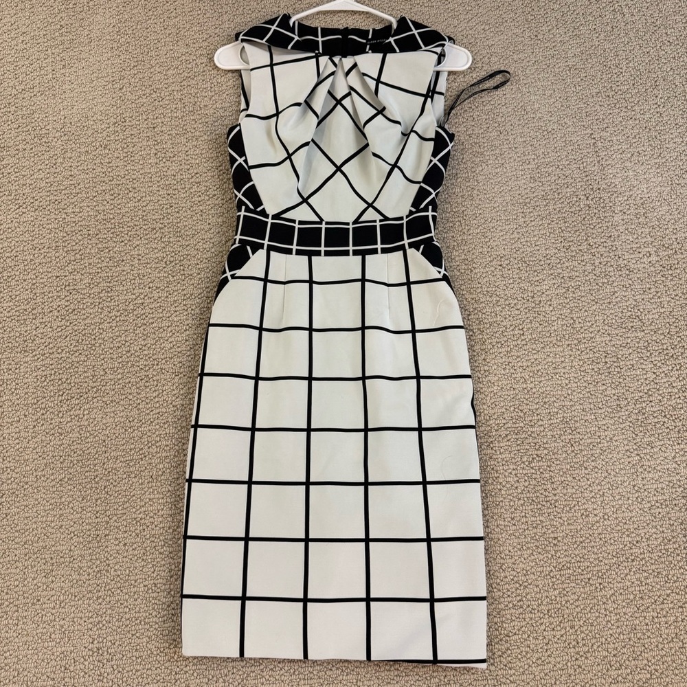 Karen Millen Black and White Grid Pattern Dress
